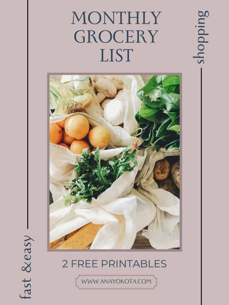 monthly grocery list for family of 3